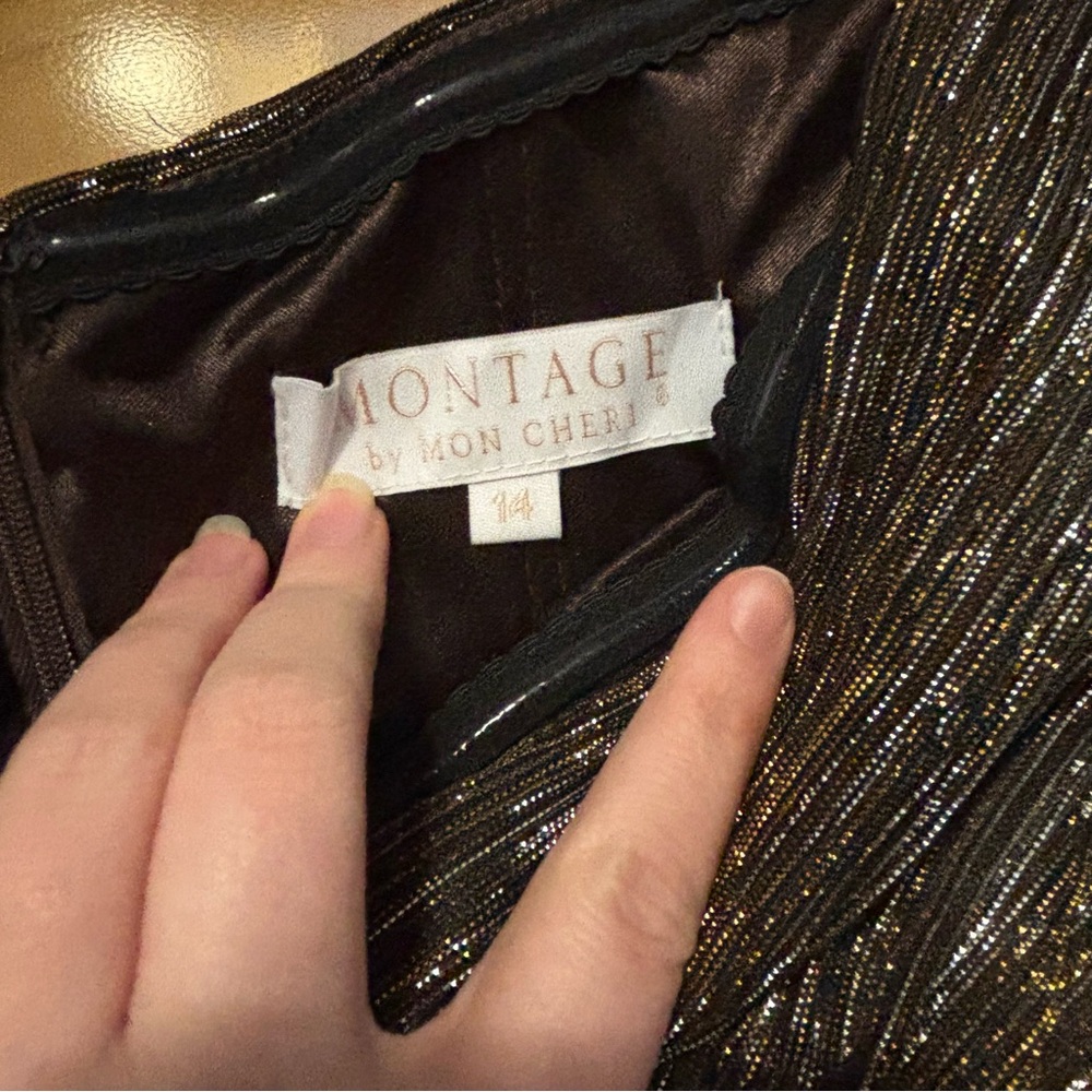 Montage by Mon Cheri Dress Bronze Womens Size 14 New With Tag 219975 long maxi - Picture 8 of 8